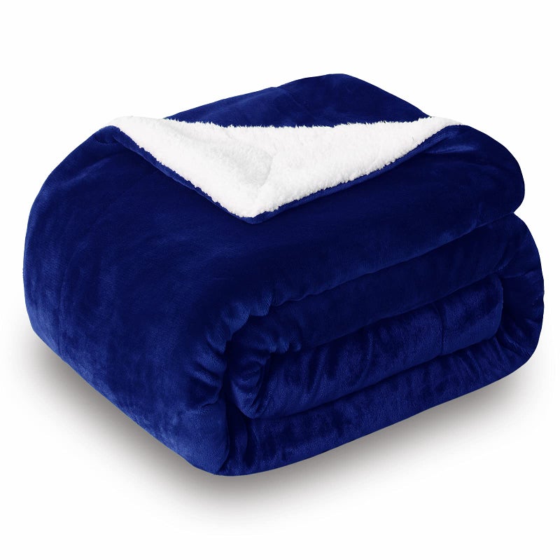 SOCHOW Sherpa Fleece Throw Blanket, Double-Sided Super Soft Luxurious Plush Blanket Twin Size 60 inchx80 inch, Blue - Image 1